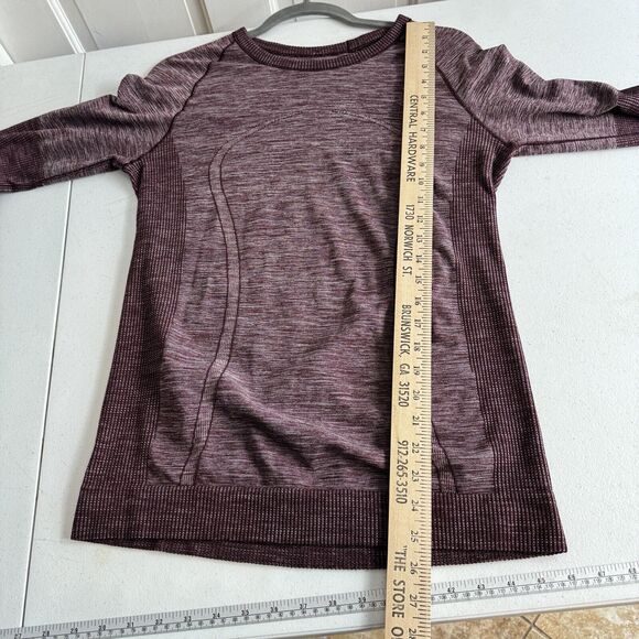 Lululemon Swiftly Wool Pullover II Size 10/12 L Dark Adobe / White Long Sleeve * - Picture 9 of 10
